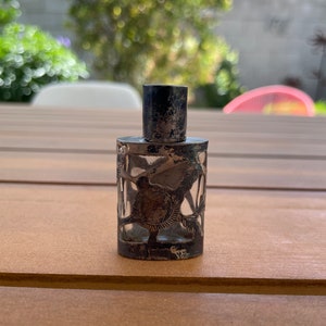 Vintage Sterling Silver Perfume Bottle | Small Sterling Sliver Floral Perfume Bottle