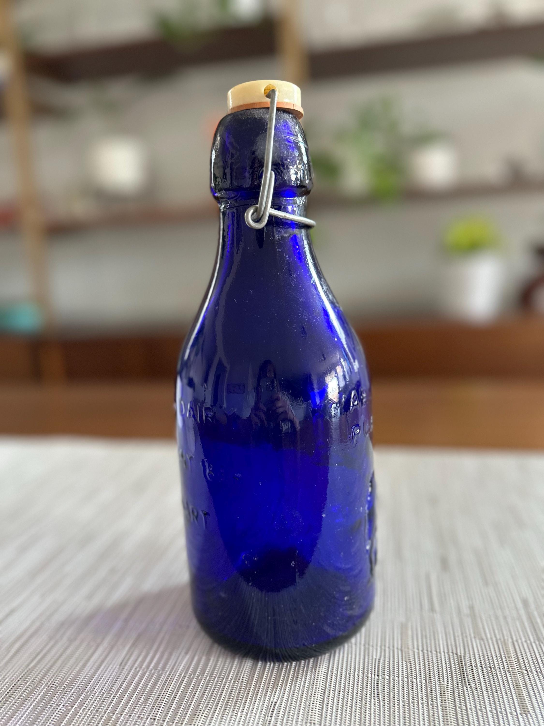 Vintage Thatcher's Dairy Cobalt Blue Milk Bottle
