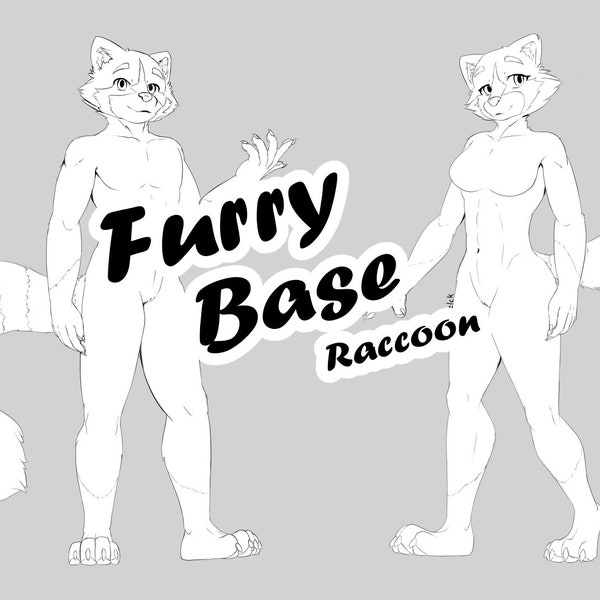 Furry Raccoon Male/Female Base - Furry raccoon Men/Woman template