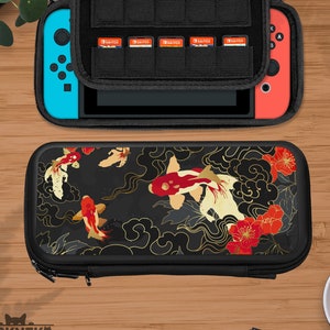 Hülle für Nintendo Switch, Japanische Koi Fische, Hartschalen-Dock-Haut-Abdeckung, Spielkartenhalter, Lite Oled Travel-Tragetasche