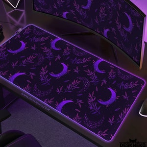 Celestial Desk Pad, Large Deskmat purple, Goth witchy celestial space, XXL gaming mouse pad rgb led, XL mousepad extended desk mat protector