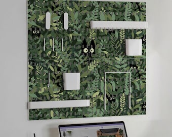 Wandopberger ophangbordset met 4 panelen, hangopberger voor thuiskantoor, leuke accessoires, planken, haken, dienbladen, koptelefoon en toetsenbord