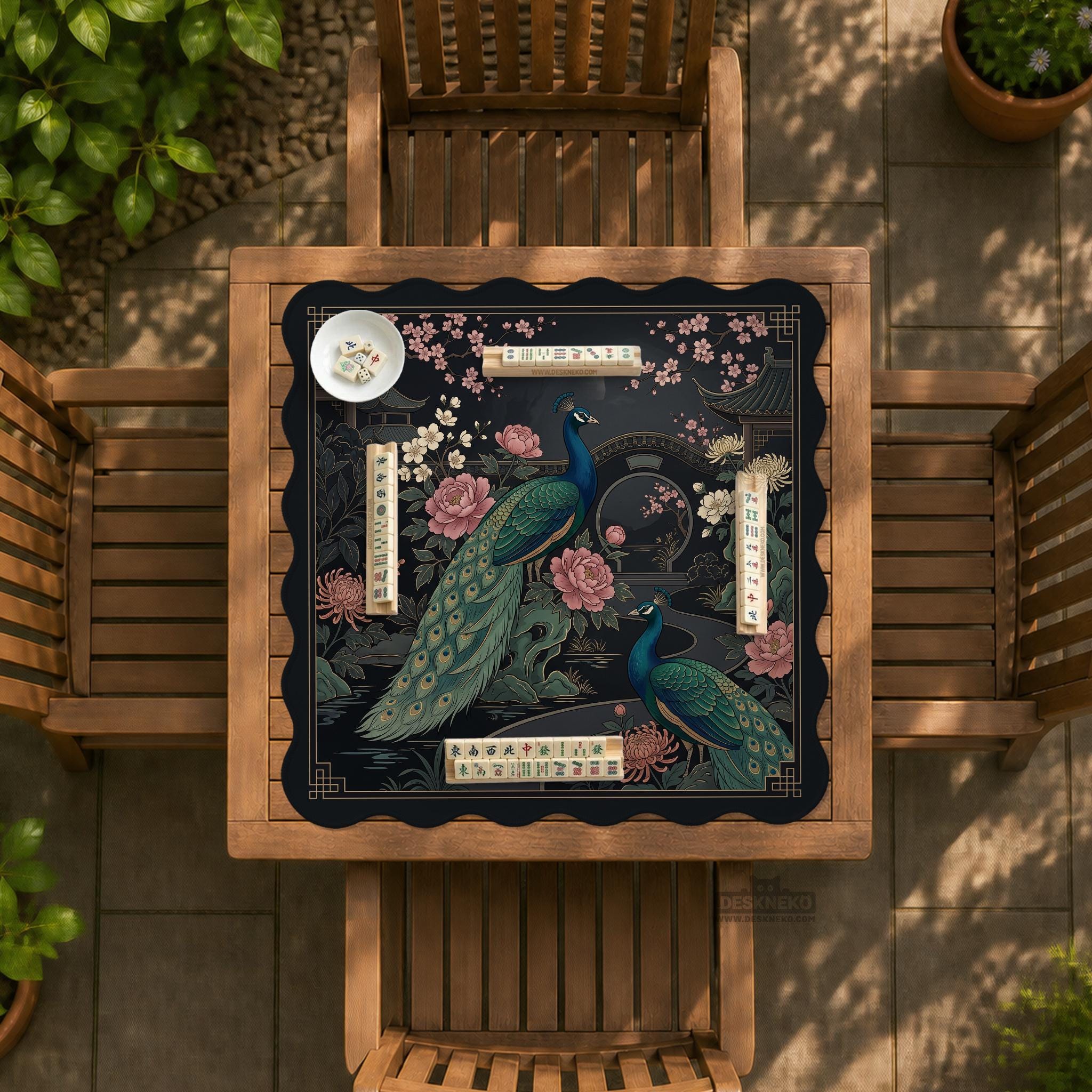 Black Peacock Mahjong Mat image 2