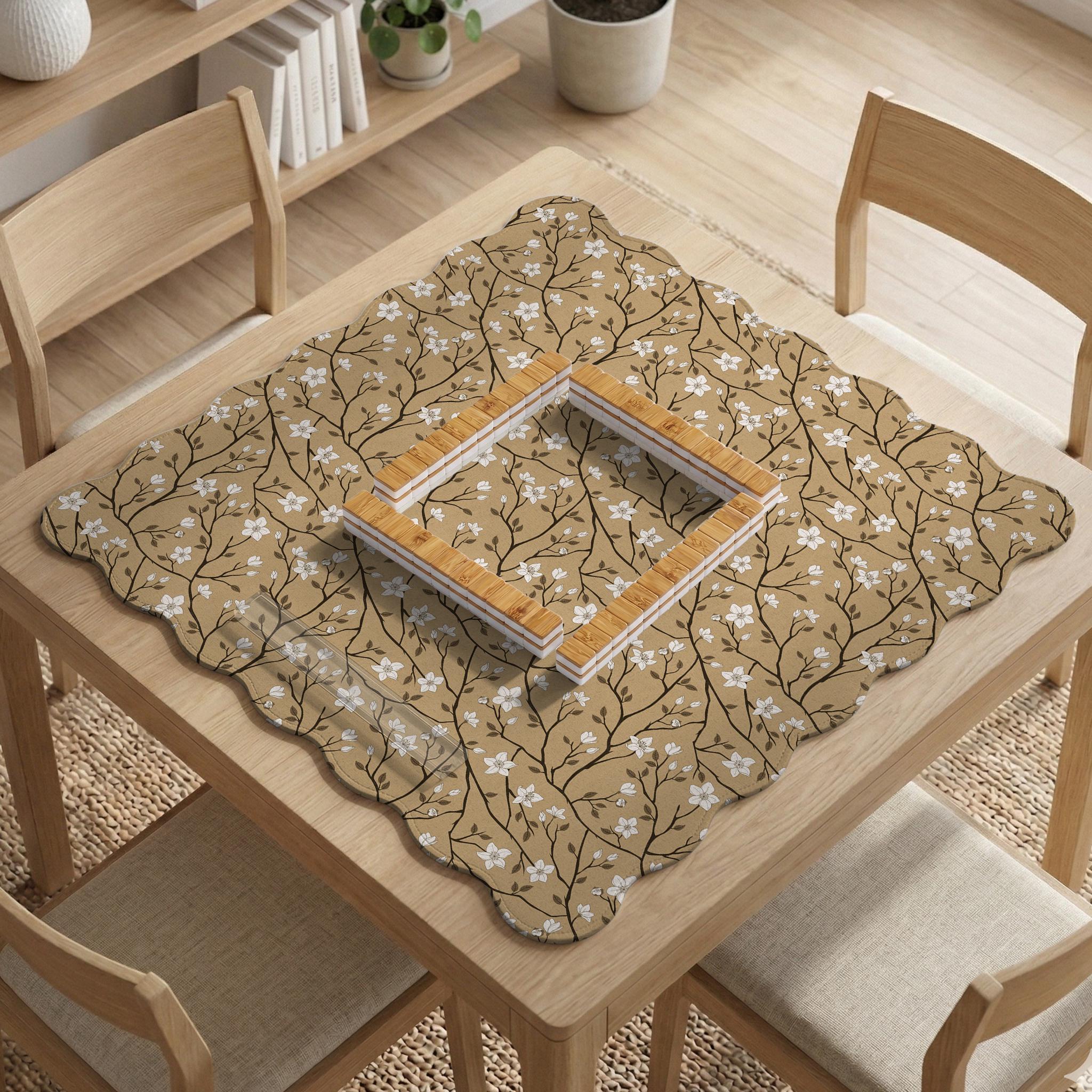 Beige Floral Mahjong Mat image 3