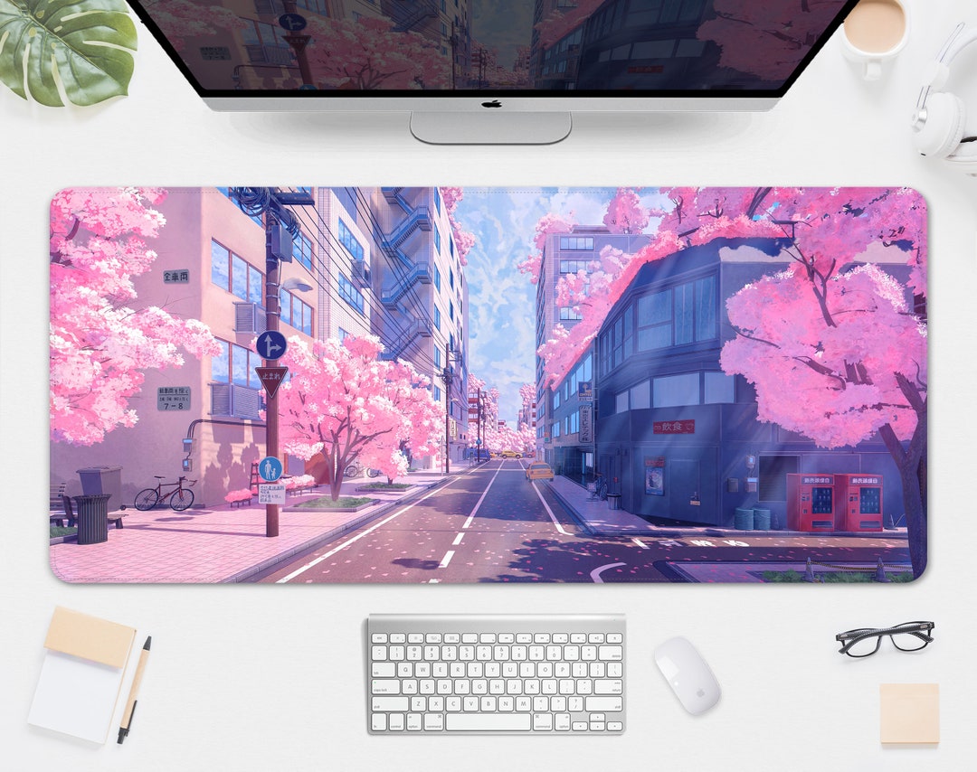 Japanese Red Cherry Blossom Sakura Mouse Pad White Xl, Extended Large Mouse  Pad, Sakura Mousepad, Floral Long Big Desk Mouse Mat, Cherry Blossom Decor