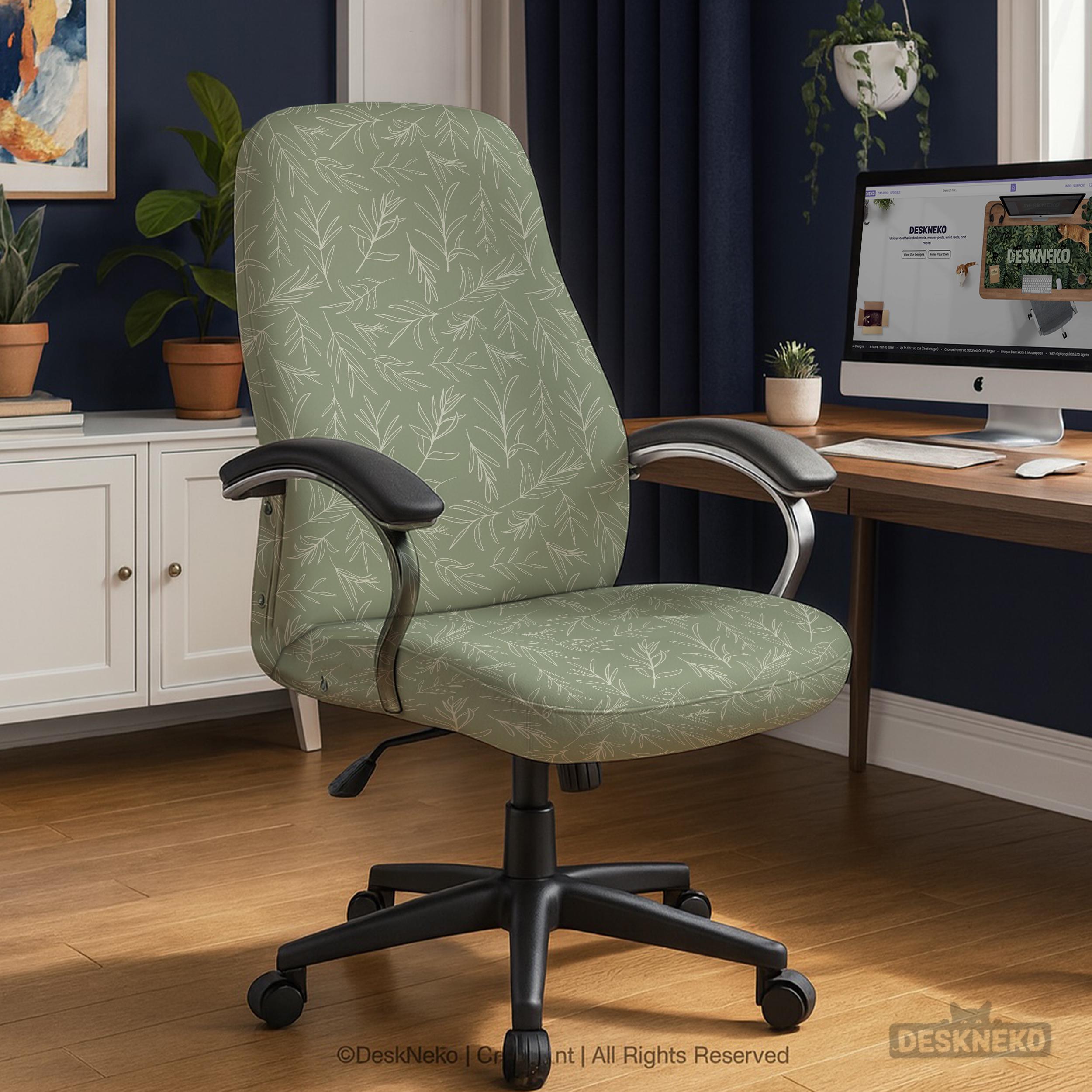 Olijfgroene hoes bureaustoel, minimalistisch ontwerp salievaren, wasbare elastische hoes voor bureaustoel, esthetisch natuurdecor - België