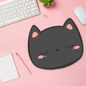Kawaii Mauspad süßes Katzen Mauspad, Kawai Anime Ästhetik, schwarz oder weiß Katze, kleines Tier Mausset in benutzerdefinierten Formen, personalisiertes Geschenk