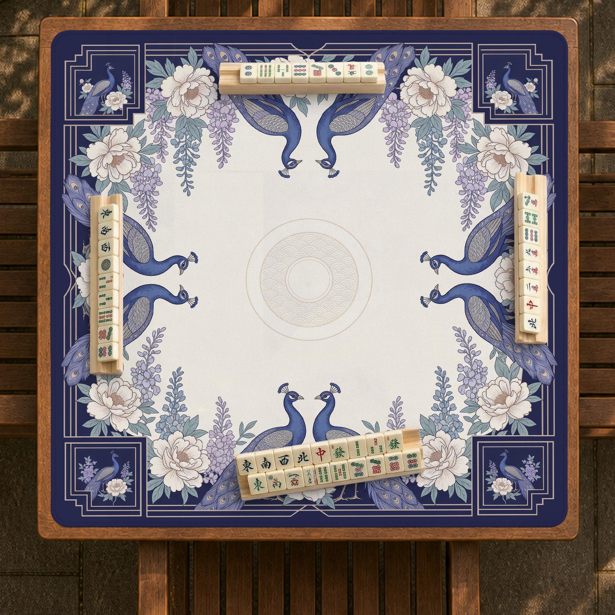 Blue Floral Mahjong Mat image 2