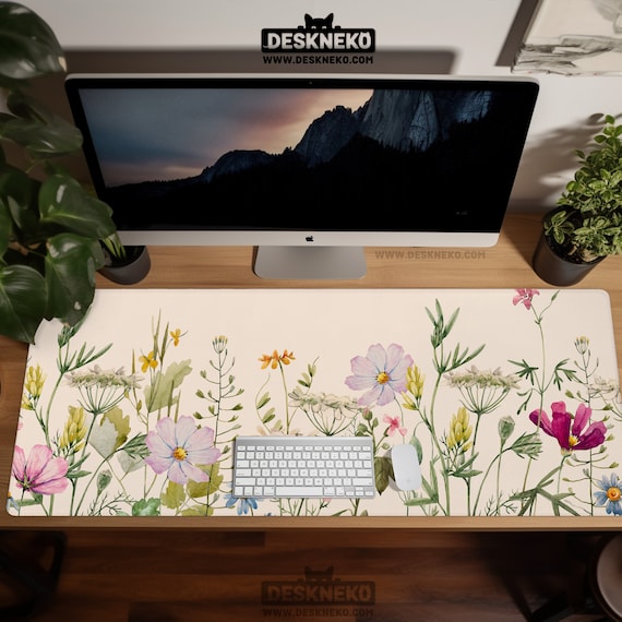 Tappetino da scrivania fiori rosa grande per tastiera portatile