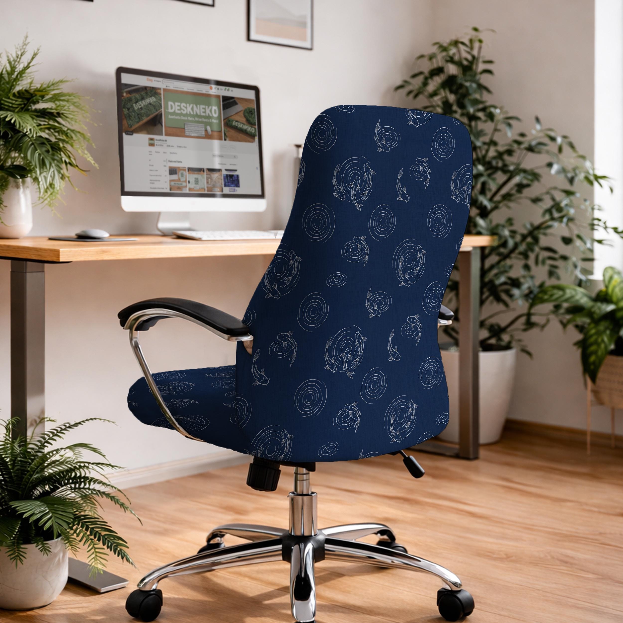 Navy Koi Chair Cover image 3