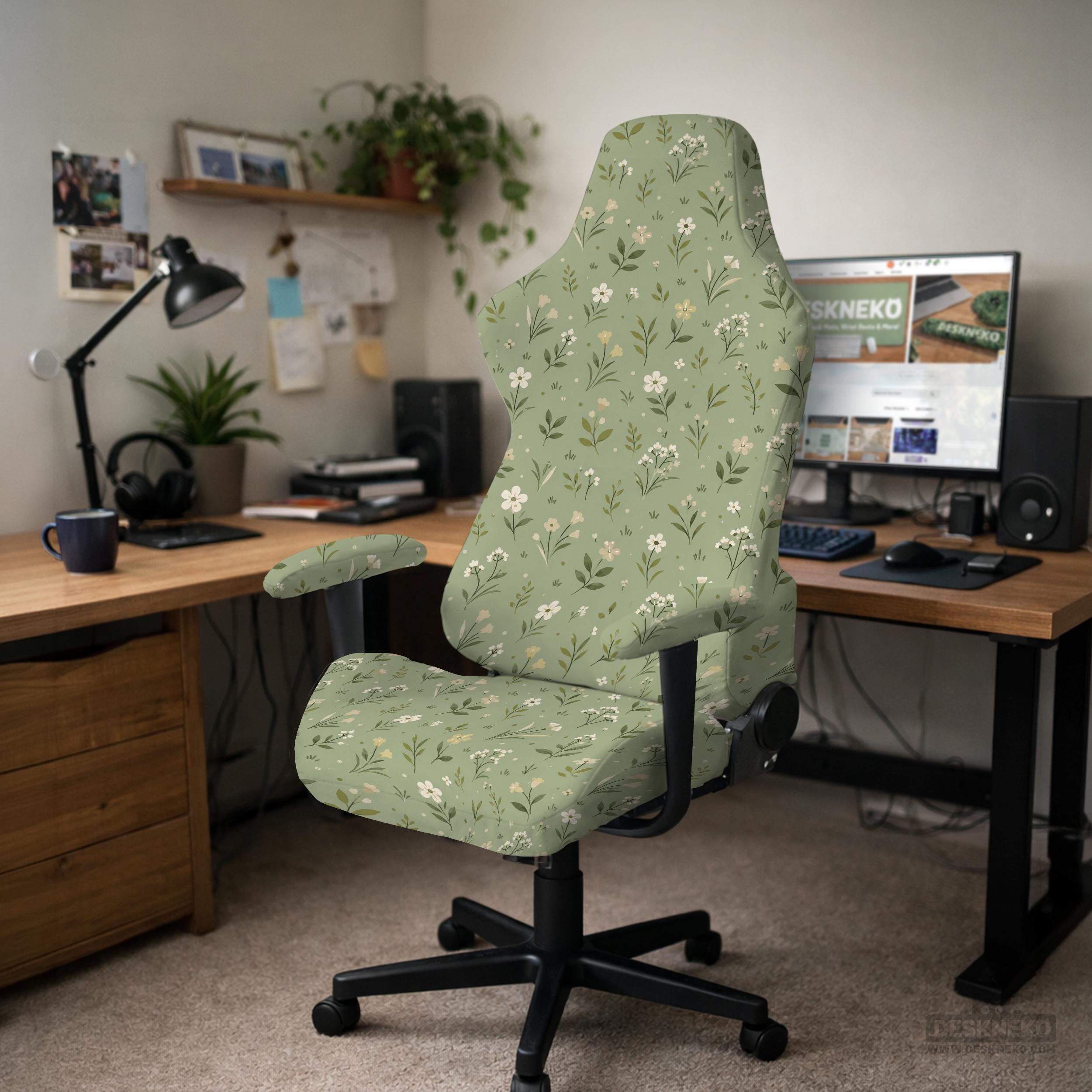 Sage Floral Chair Cover image 3