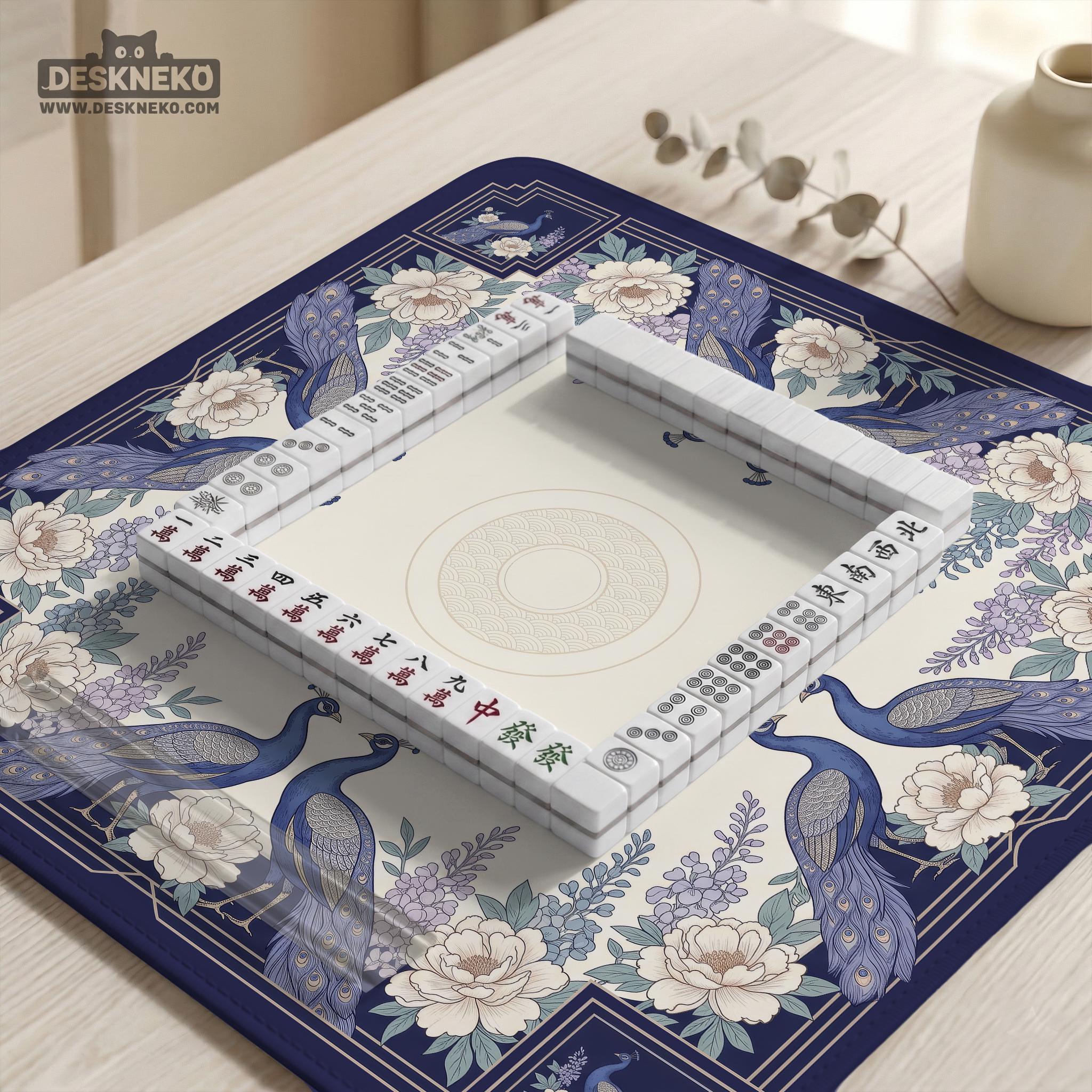 Blue Floral Mahjong Mat image 4