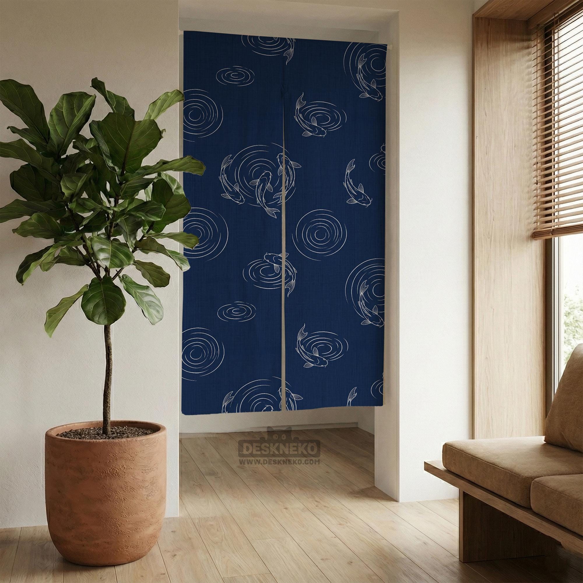 Navy Koi Noren Curtain image 2