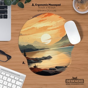 Sunset Mountain Desk Mat Mouse Pad, Orange Sunrise Mouse Pad Xl ...