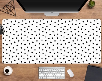 Dots Desk Mat, Dalmatian mousepad cute, Aesthetic Desk Accessory, Boho Chic minimal office Desk Topper, xl polka animal print mouse pad