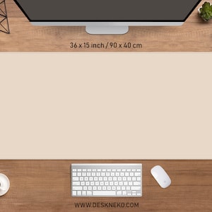 Beige Schreibtischunterlage, Custom Color Mousepad Einfarbig neutral, Süßes hellbraunes Mauspad, Boho minimalästhetisches Dekor, XXL Schreibtischmatte RGB, Handgelenkauflage