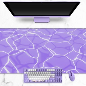 Kawaii Purple Desk Mat, Extra large gaming mouse pad, Pastel water lilac pink anime aesthetics mousepad, xl mousemat