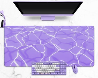 Kawaii paarse bureaumat, extra grote gaming-muismat, pastelwaterlilaroze anime-muismat, xl-muismat