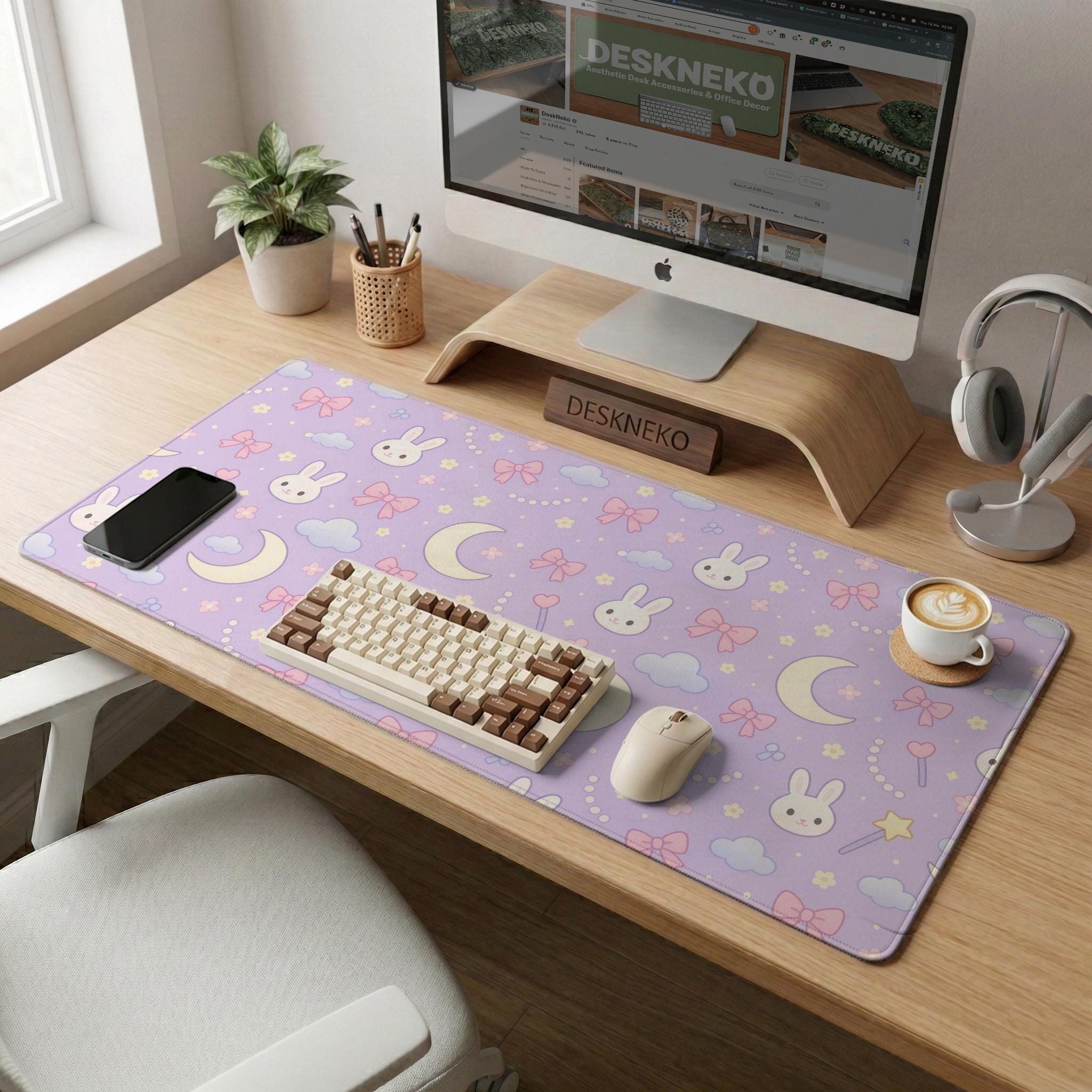 Lavender Bunny Desk Mat image 2