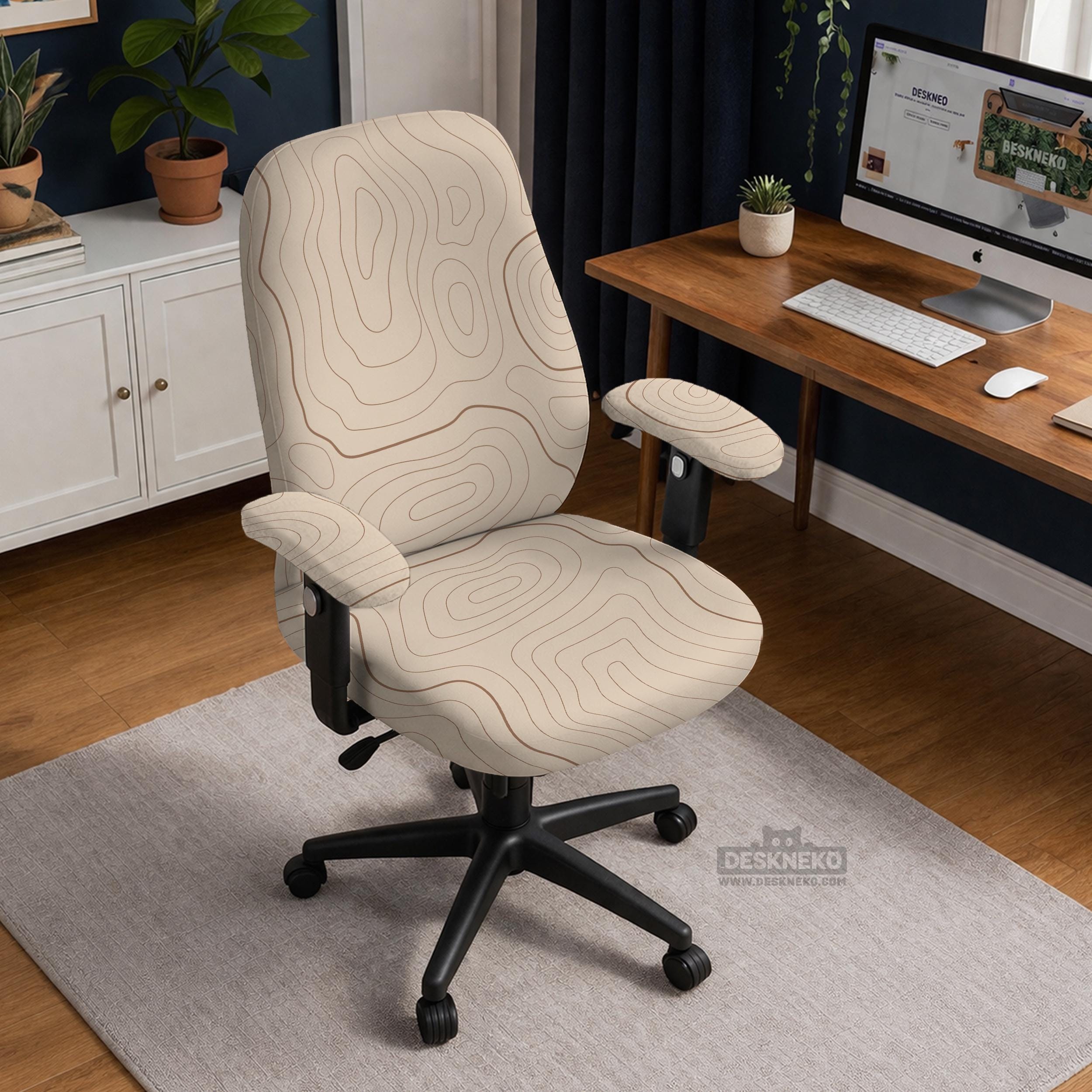 Beige Topographic Chair Cover image 2