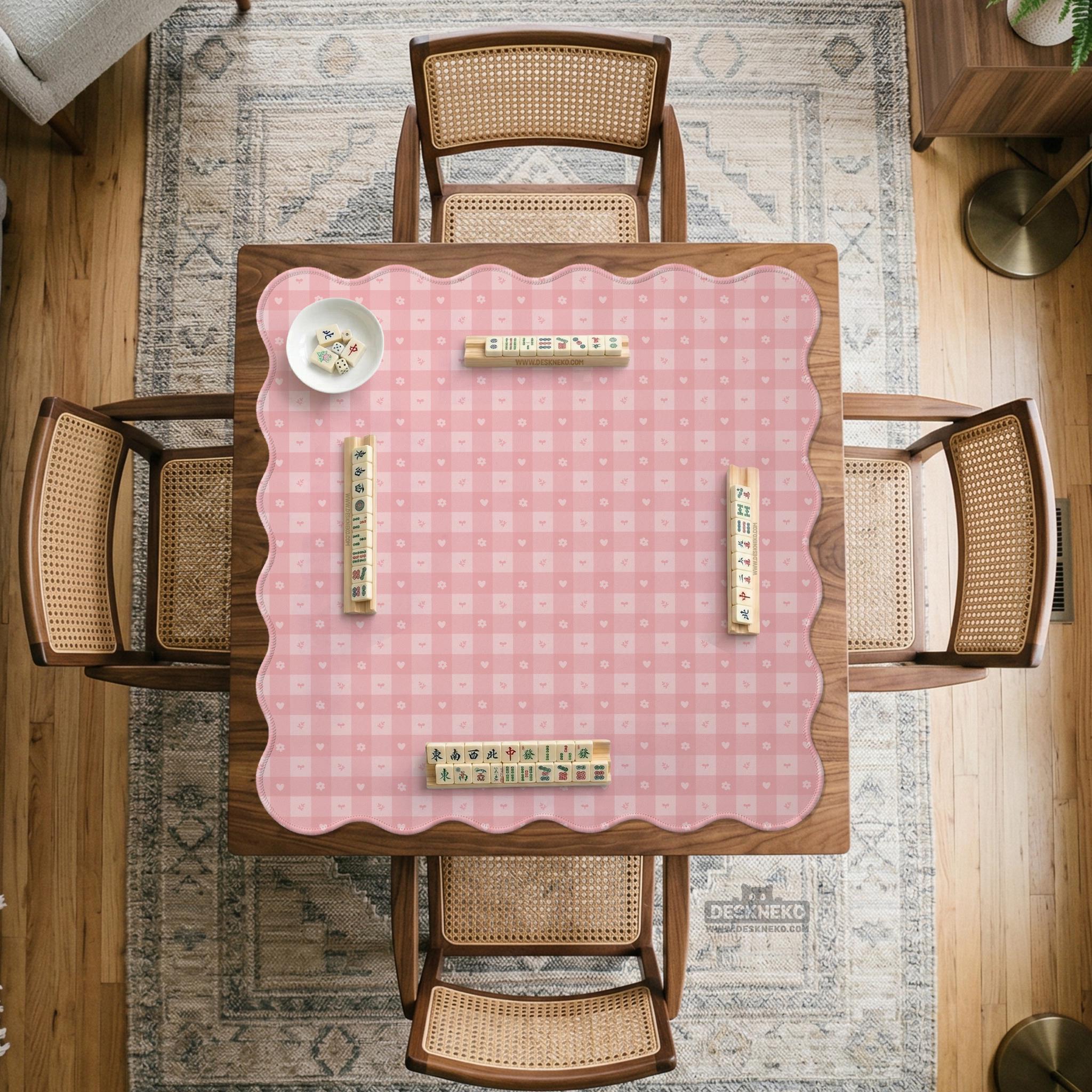 Pink Gingham Mahjong Mat image 4