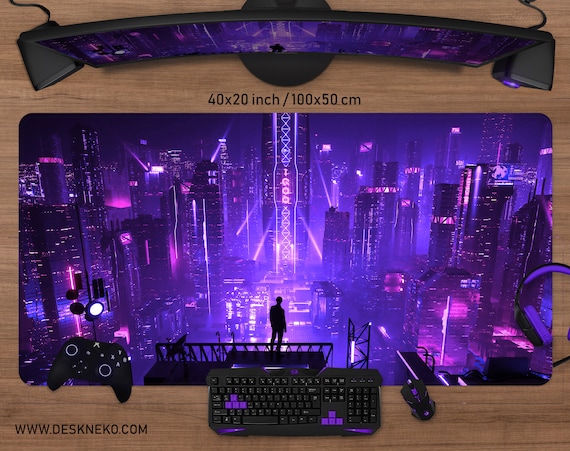 RGB Desk Mat, Cyberpunk Mousepad, Vaporwave Deskmat Led, XL Big