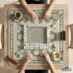 Mahjongmatta i bambu, Mahjong-lekmatta, amerikansk-kinesisk brädspelsmatta, salviagrön zen-kvadrat dekorativ resegåva
