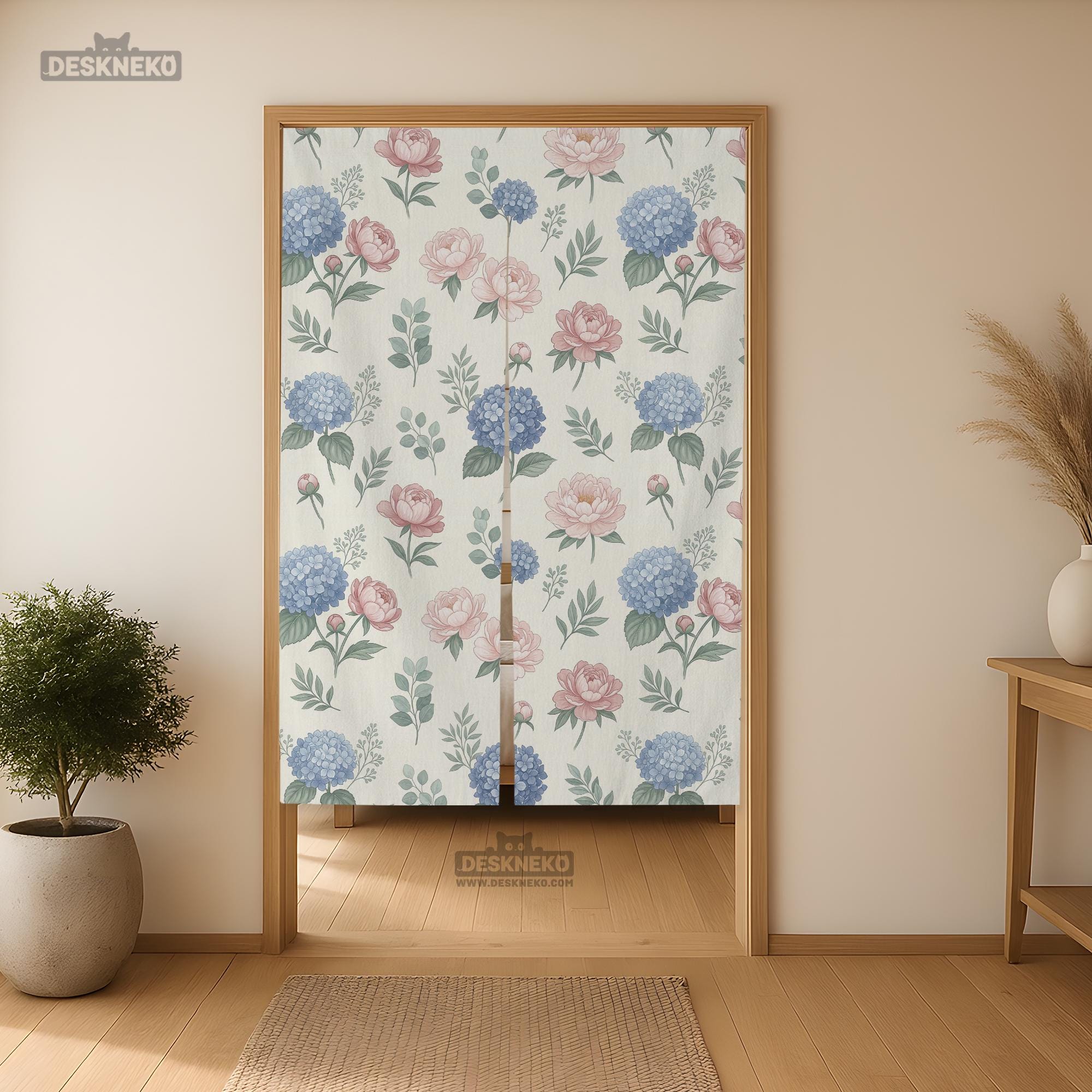 Blue Floral Noren Curtain image 3