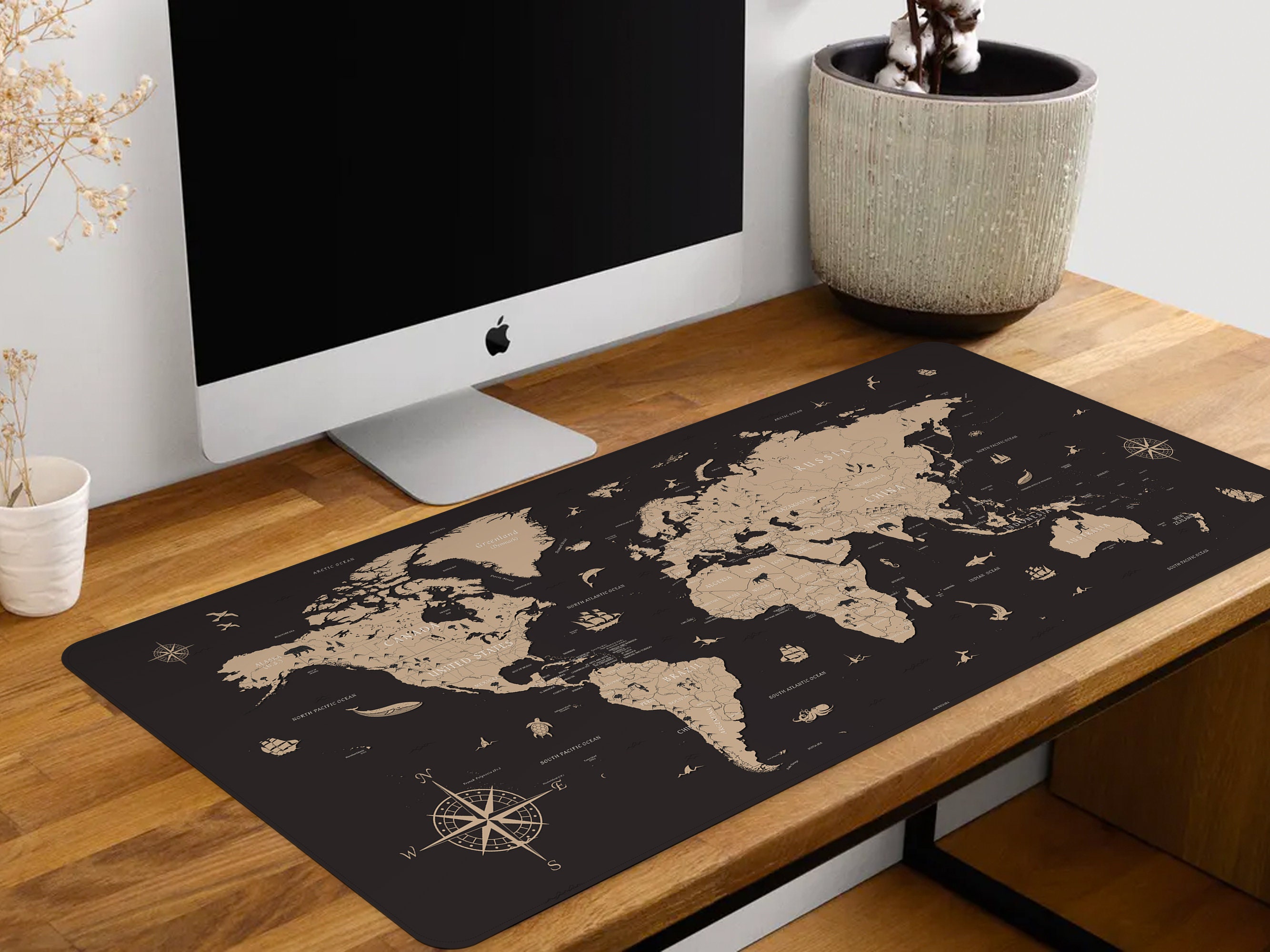 Tapis de Souris de Jeu avec Carte du Monde - Tapis de Bureau