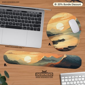 Sunset Mountain Desk Mat Mouse Pad, Orange Sunrise Mouse Pad Xl ...