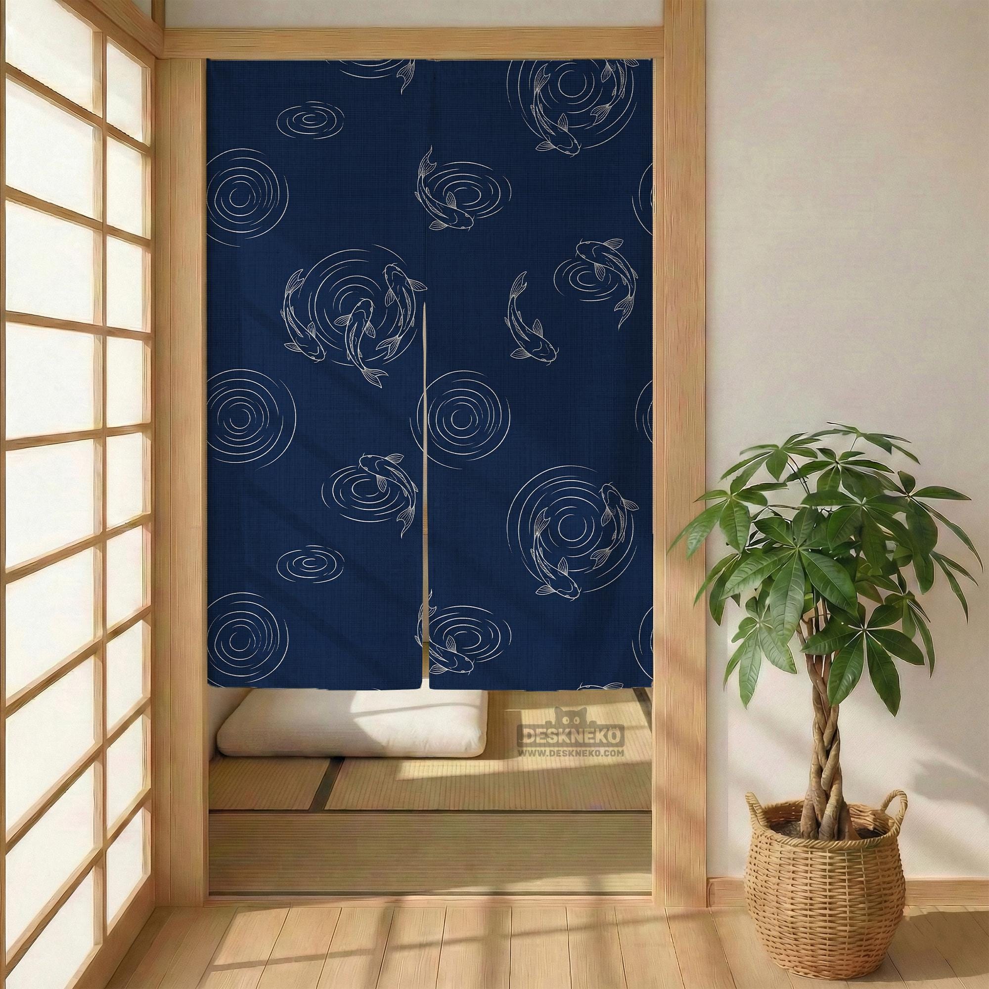 Navy Koi Noren Curtain image 4