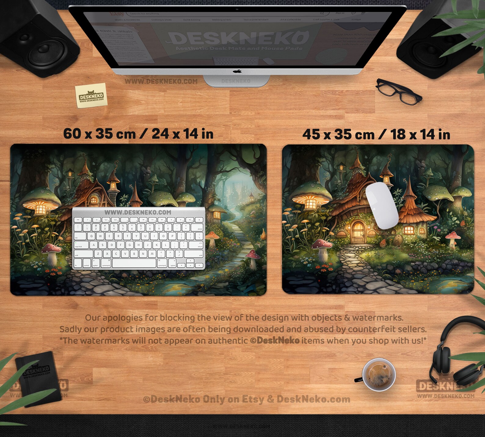 Cottagecore Desk Mat, Mushroom Mouse Pad, Large Led Rgb, Whimsical ...