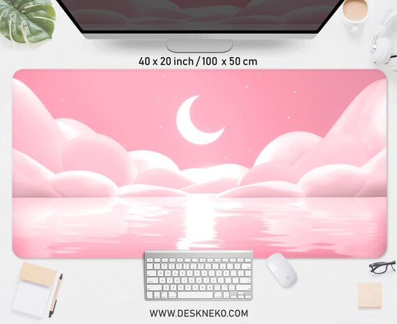 Tapis De Souris XXL 60x30 Cm Blanc - Surface Lisse, Base Caoutchouc Antidérapante - Bords Cousus 3 Mm, Imperméable - Motif Fleur