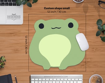 Kawaii Frog Mousepad, Cute green Mouse Pad with wrist rest, Soft silicone support, Kawai Anime keyboard desk mat, Korea/Japan aesthetic