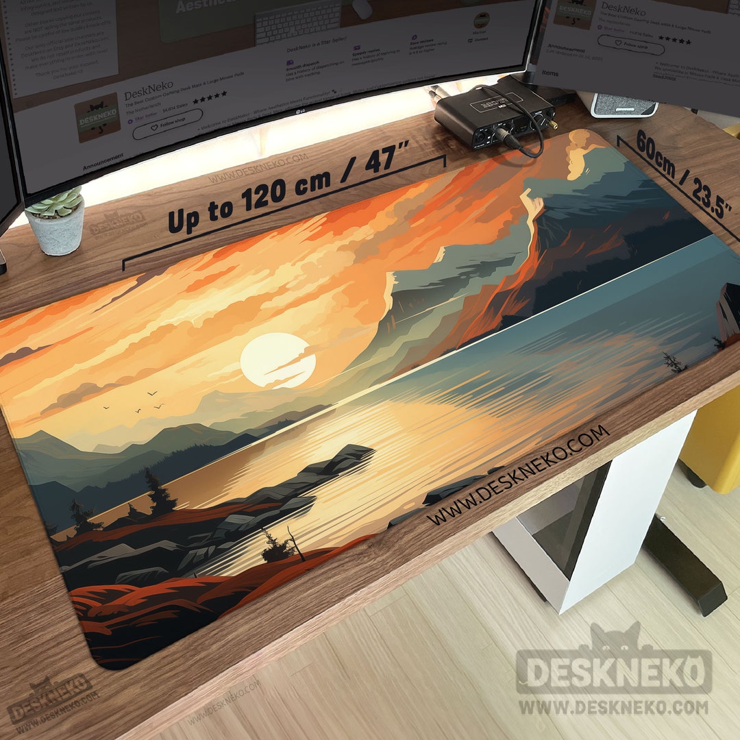 Sunset Mountain Desk Mat Mouse Pad, Orange Sunrise Mouse Pad Xl ...