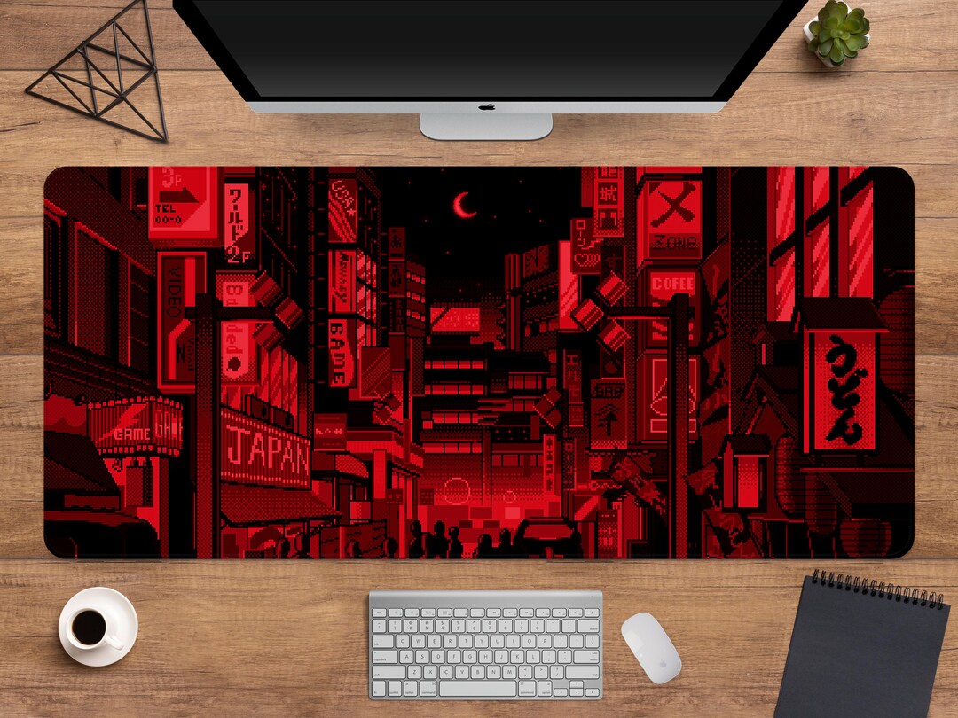 Red and Black Abstract XXL Mousepad, Liquid Marble Mouse Pad for Laptop  Desk Decoration, Punk Rock Desk Mat for PC Gamer Setup Decor 