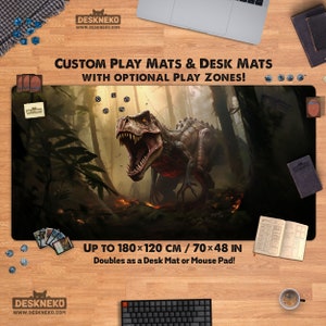 Dinosaurier Spielmatte/Schreibtischmatte, genähte große Spielmatte/Brettspiel und Spielmatten, Jurassic T-Rex