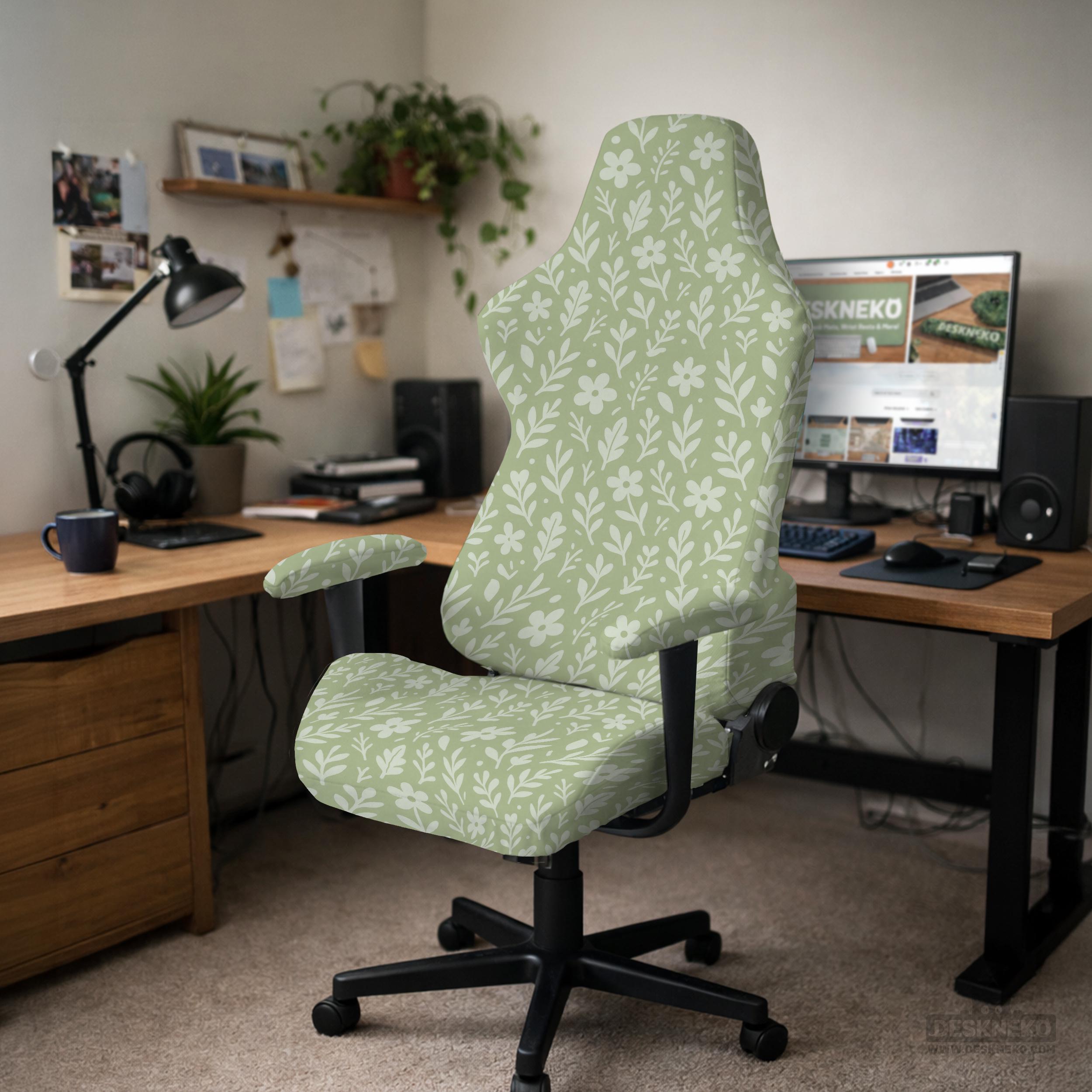 Sage Floral Chair Cover image 3