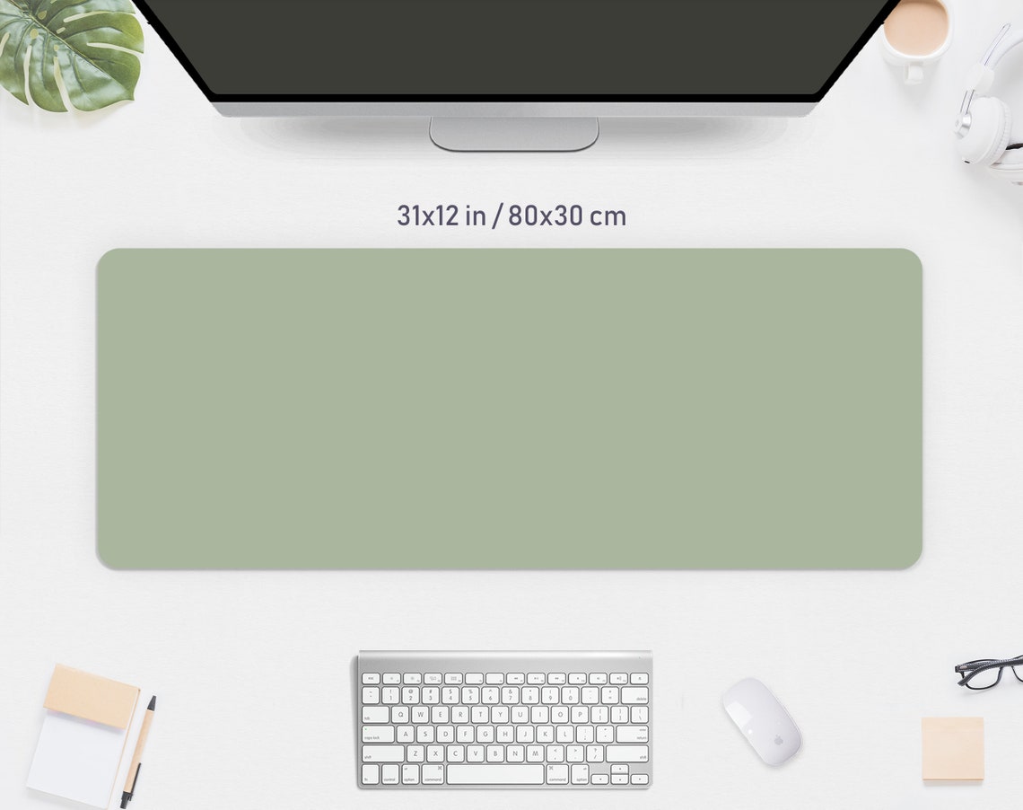 Sage Green Desk Mat Mousepad Minimalistic Boho Neutral Etsy