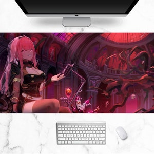 Mori Calliope Mousepad | Holomyth English Vtuber Calli Reaper Rapper Deadbeats l | XXL non-slip rectangular Gaming Desk Mat