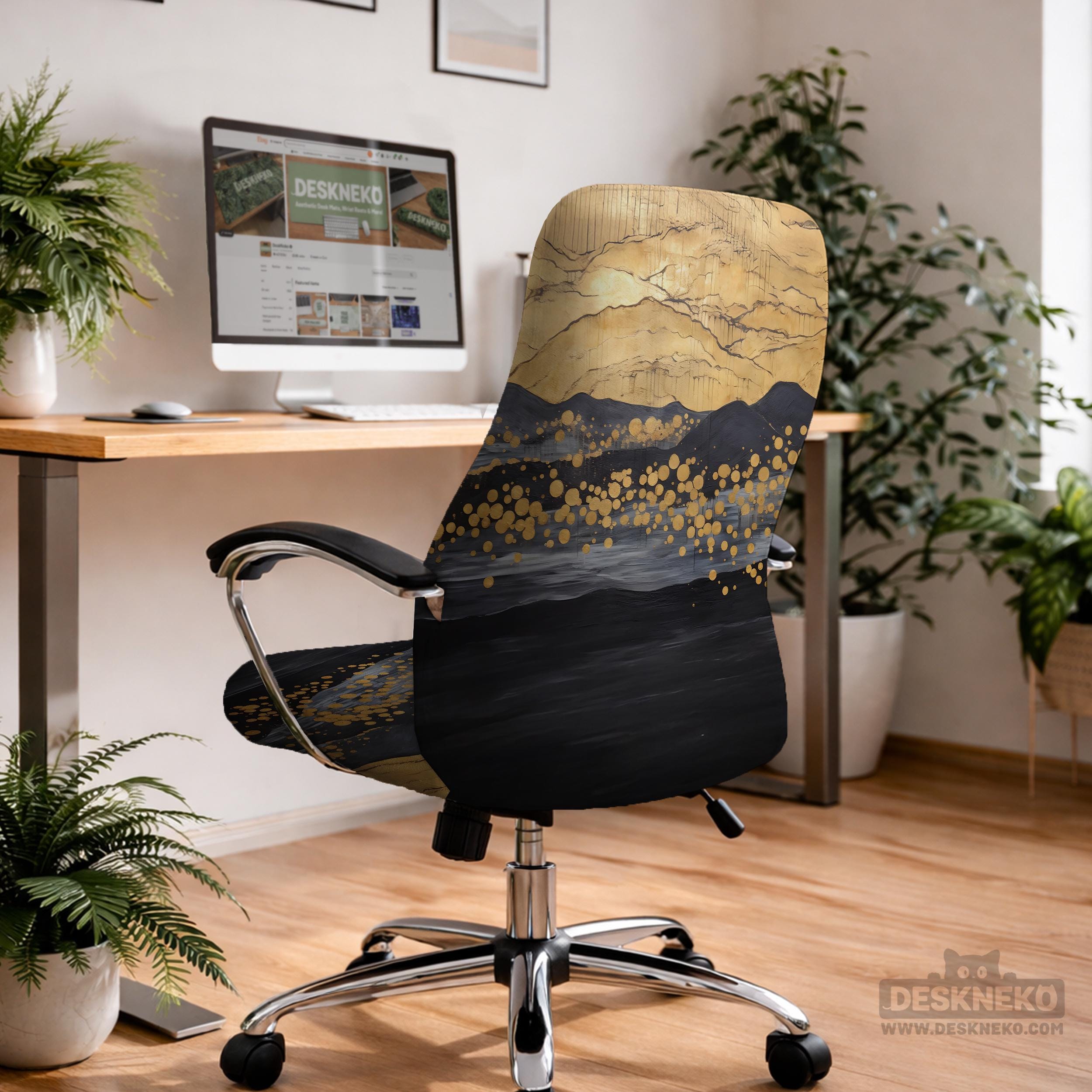 Black Gold Marble Chair Cover image 3