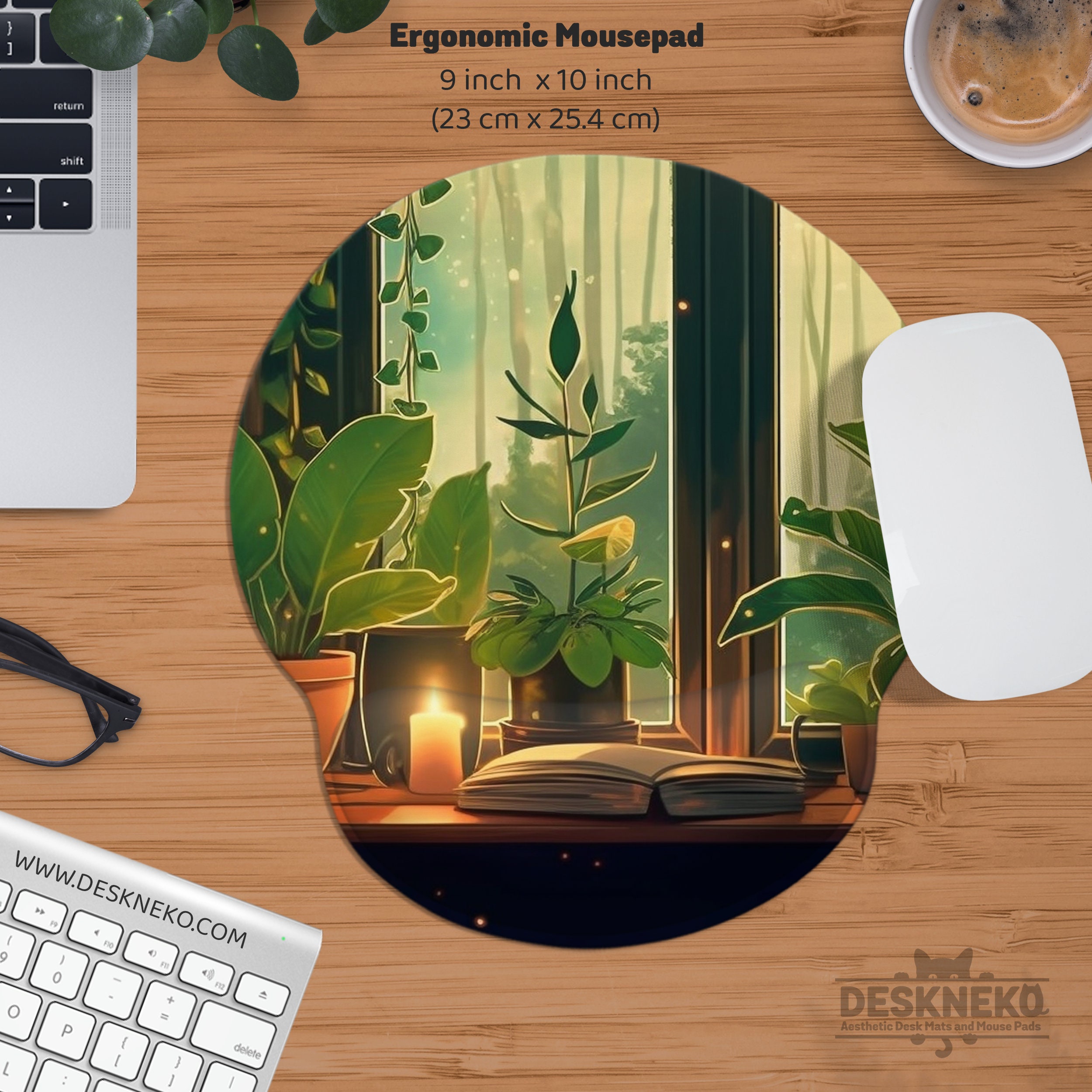 Lofi Desk Mat Cute, Cozy Plants Deskmat, Rainy Nature Mood, Large ...