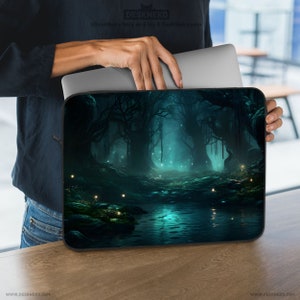 Dark Forest Laptop Sleeve, Cottagecore Laptop Bag, Spooky Goth Aesthetic, Magic green cover for ipad/macbook pro 10 13 14 15 15.6 16 17 inch