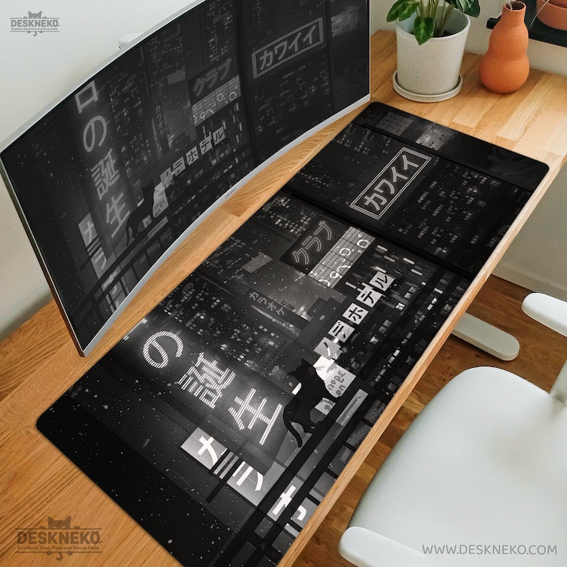 Black Desk Mat Xl, Anime Mousepad Xxl, Large Mouse Pad Japan, Cute ...