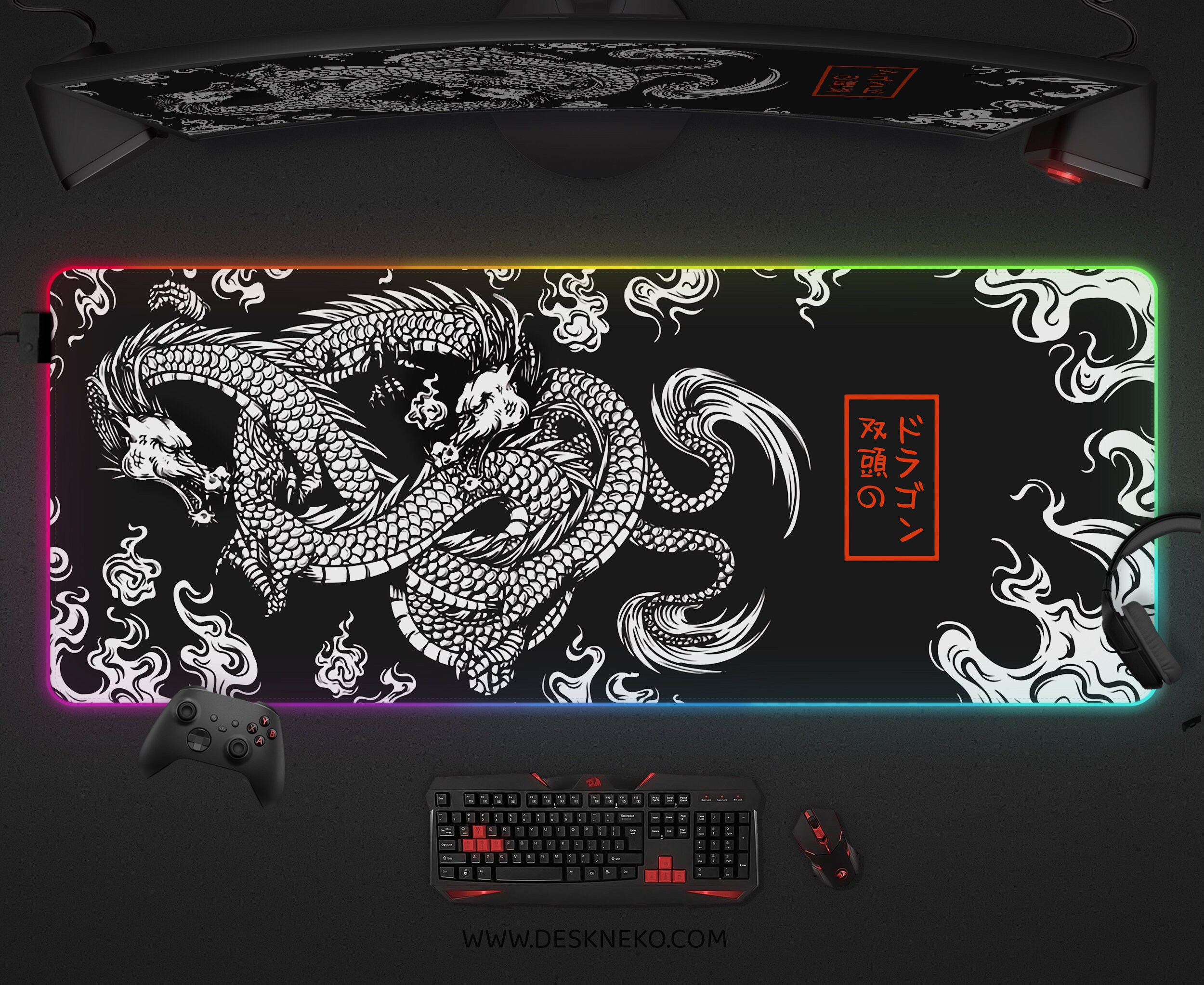 Cool Dragon Muismat Zwart en Wit Desk Pad Mat Extended XXL Grote Gaming Mousepad Toetsenbord en Muismat 31,5 x 15,7 Ontworpen met 3 mm dikke anti-slip rubberen basis en duurzame gestikte randen Cool Dragon Muismat Zwart en Wit Desk Pad Mat Extended XXL Grote Gaming Mousepad Toetsenbord en Muismat 31,5 x 15,7 Ontworpen met 3 mm dikke anti-slip rubberen basis en duurzame gestikte randen