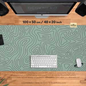 Green Topo Desk Mat: Play Mat Mouse pad, Extended matt xxl, Sage Green Mousepad extra large, XL Keyboard Deskmat led, Topographic contour