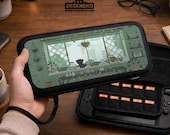 Sage Green Pixel Art Nintendo Switch Case, Cozy Rainy Window Cat Design, Switch 2 and Switch 1 Carrying Case, Cottagecore Gaming Gift