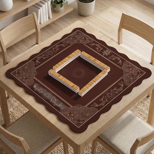 Bruine mahjongmat, mahjong-tafelmat, koivissenspeelmat, bruine golftafelbeschermer, Amerikaans-Chinese gamepad voor tafelblad, vierkant reiscadeau