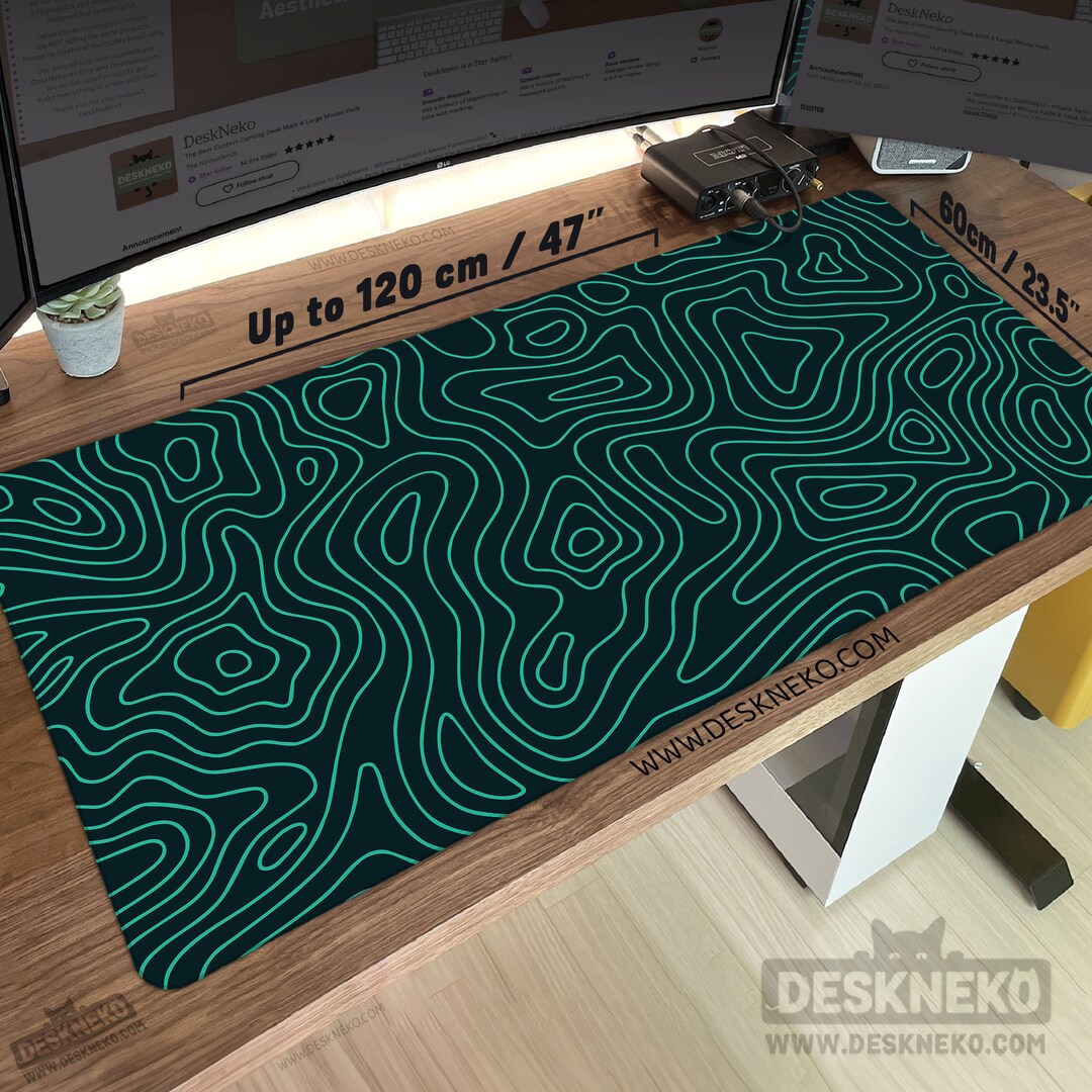Dark Green Topo Desk Mat Play Mat Mouse Pad Extended Matt Etsy
