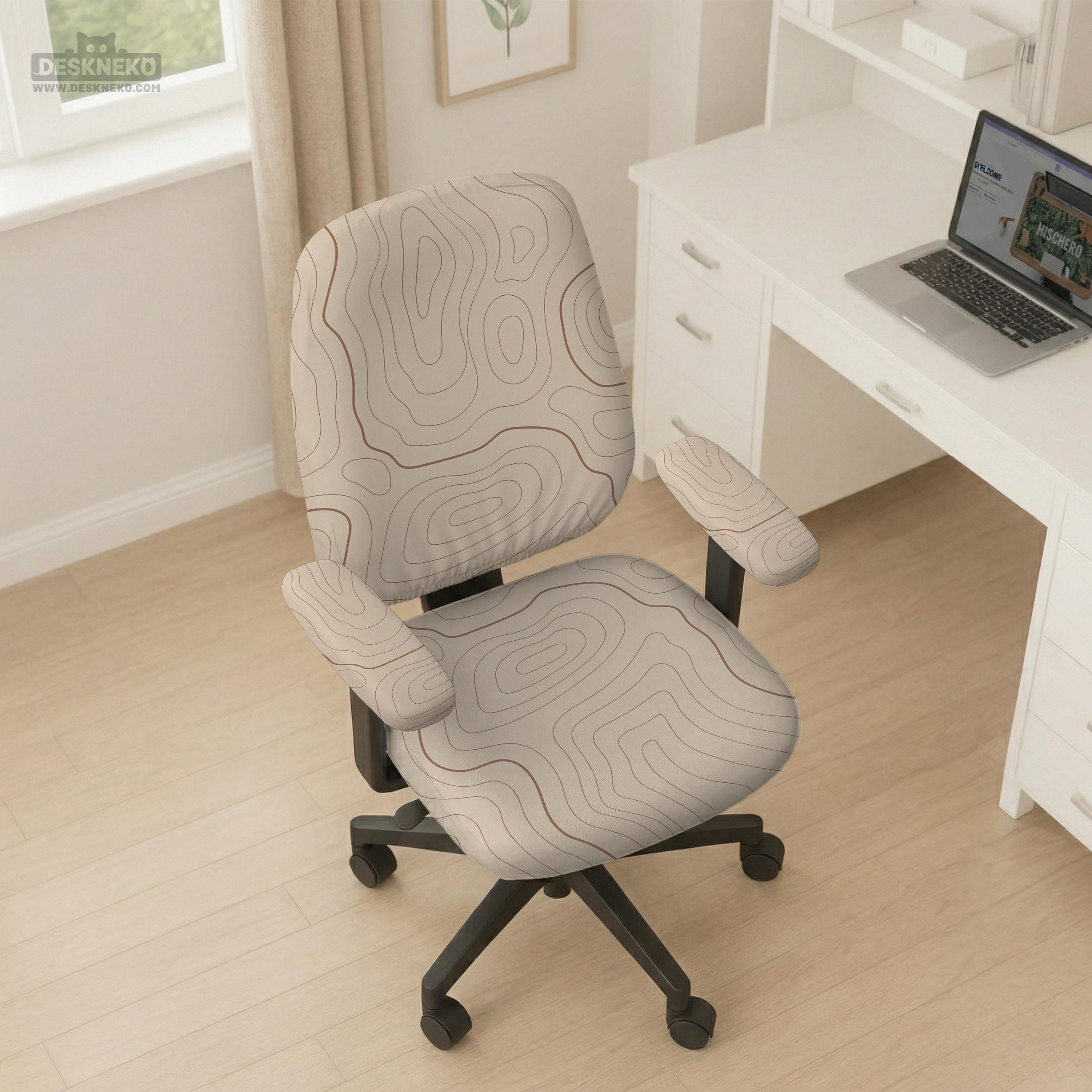 Beige Topographic Chair Cover image 4